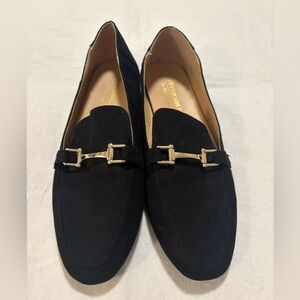 Black Loafers with Gold Detail